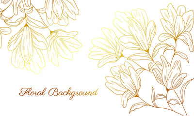 Sticker - hand drawn golden floral background