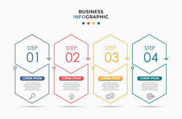 Vector Infographic design business template with icons and 4 options or steps. Can be used for process diagram, presentations, workflow layout, banner, flow chart, info graph