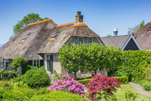 Historic Farmhouse With Thatched Roof In The Center Of Giethoorn, Netherlands