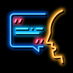 Poster - Human Speaking neon light sign vector. Glowing bright icon Human Speaking sign. transparent symbol illustration