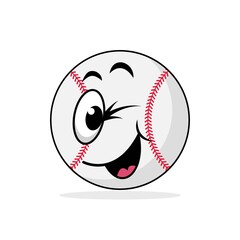 Baseball ball emoticon close one eye vector graphics