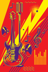 Wall Mural - Rock music colorful musical poster