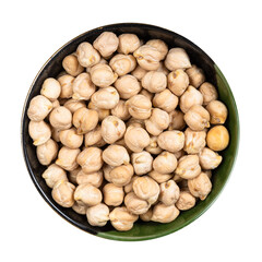 Wall Mural - raw dried chickpea seeds in round bowl isolated