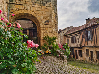 Street of the medieval village of Cordes-sur-Ciel, south of France. 