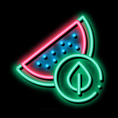 Wall Mural - Watermelon Leaf neon light sign vector. Glowing bright icon Watermelon Leaf sign. transparent symbol illustration