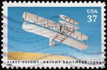 First Flight Of Wright Brothers Celebrated On American Stamp