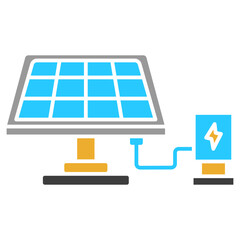 Wall Mural - Solar panel icon with electric panel