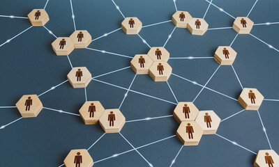 network of interconnected people. interactions between employees and working groups. social business