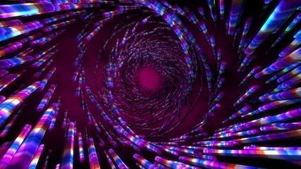 Wall Mural - Abstract background 3D shiny spiral and concentric blue structure moving, fluctuating and glittering in a space