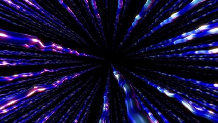 Poster - abstract background 3d animation shiny converging rods and running flashing lights linear objects st