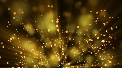 Wall Mural - 4k abstract celebration background animation shining gold particles and dust flow fluctuating in spa