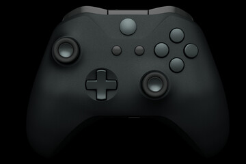 Poster - Realistic black joystick for video game controller on black background