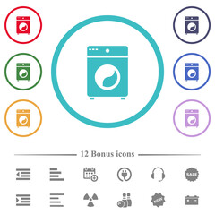 Poster - Washing machine flat color icons in circle shape outlines