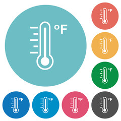 Poster - Fahrenheit thermometer warm temperature flat round icons