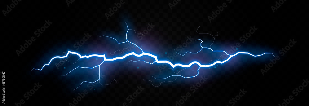 Vector lightning, lightning png, thunderstorm, lighting. Natural phenomenon, light effect. PNG. - obrazy, fototapety, plakaty 
