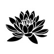 Vector black silhouette of a lotus flower isolated on a white background.