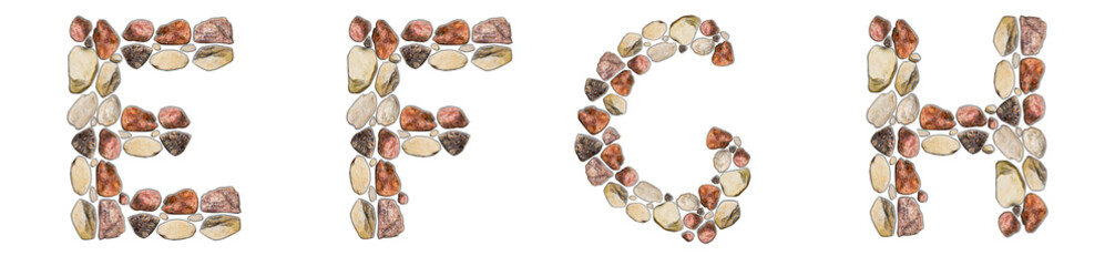 Wall Mural - The letters E, F, G, H are made of stones