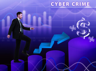 Business, technology, internet and network concept. Young businessman thinks over the steps for successful growth: Cyber crime