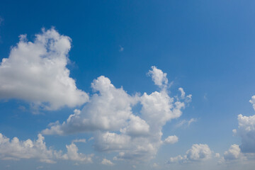 blue sky with clouds background, summer time, beautiful sky