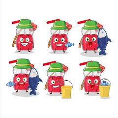 Sticker - A fisherman strawberry juice cartoon picture catch a big fish