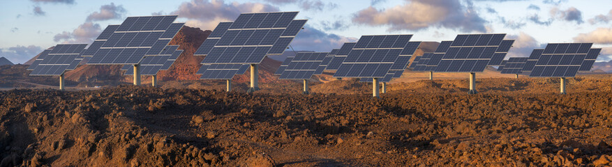 Wall Mural - solar farm in the desert