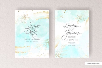 Editable Wedding invitation card set template with Watercolor splash