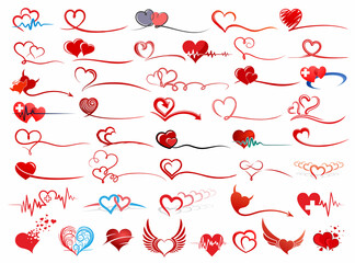 Poster - The Big set Symbol of stylized hearts.