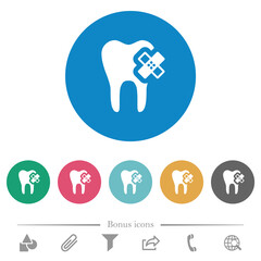 Canvas Print - Dental care flat round icons