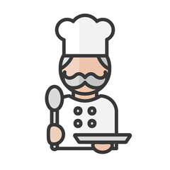 Wall Mural - Chef avatar. Cook man working. Restaurant services. Profile user, person. People icon. Vector illustration