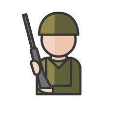 Wall Mural - Male soldier avatar. Army, military character. Profile user, person. People icon. Vector illustration