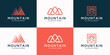 Set of creative mountain logo with abstract initial M logo design collection.