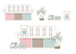 © Vitayuliaart - Baby room set with furniture and decor. Princess room interior