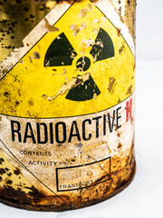 Wall Mural - Rusty container of old Radioactive material barrel