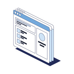 Window desktop screens app. Vector 3d line isometric, color web icons, new flat style. Creative design idea for infographics.