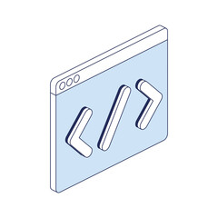 Window screen, development programming. Vector 3d line isometric, color web icons, new flat style. Creative design idea for infographics.