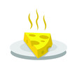 stinky cheese on plate, vector illustration 