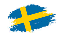 Patriotic Of Sweden Flag In Brush Stroke Effect On White Background