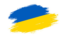 Patriotic Of Ukraine Flag In Brush Stroke Effect On White Background