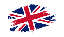 Patriotic Of United Kingdom Flag In Brush Stroke Effect On White Background
