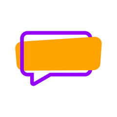 yellow and purple message bubble. message speech frame. chatting message template bubble
