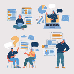 vector illustration of people developing new projects. bundle with developer.