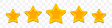 Five Stars Customer Rating Review In A Flat Design