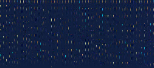 Wall Mural - Abstract minimal golden and blue random dotted pattern on dark blue background. Simple modern texture halftone style. Luxury and elegant style. Design for cover template, poster, banner web, Print ad.