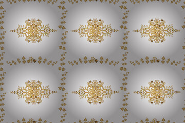 Seamless pattern with interesting doodles on colorfil background. Pano. Raster illustration.