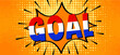 Slogan goal with football with flag of the Netherlands on green soccer grass field. Vector background banner. Sport finale wk, ek or school, sports game cup.  Holland or Dutch orange supporters. 2021
