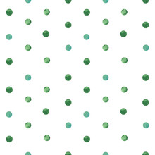 Watercolor Seamless Pattern With Green Dots. Summer Background.
