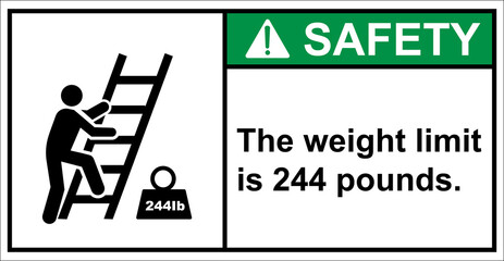 The stairs can support a weight limit 244 pounds.,Safety Sign