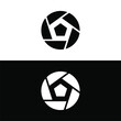 Abstract kamon pentagon shutters logo template in flat design monogram illustration