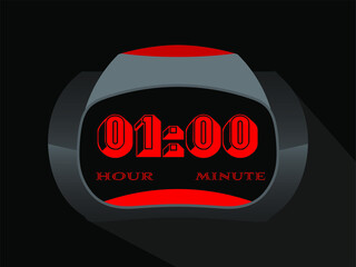 1 hour time clock, one hour digital clock illustration