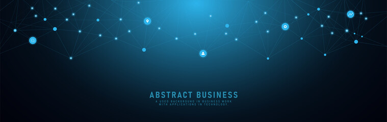 Wall Mural - Technology background with flat icons and business symbols abstract concept and concept for internet of things wifi network communication vector illustration